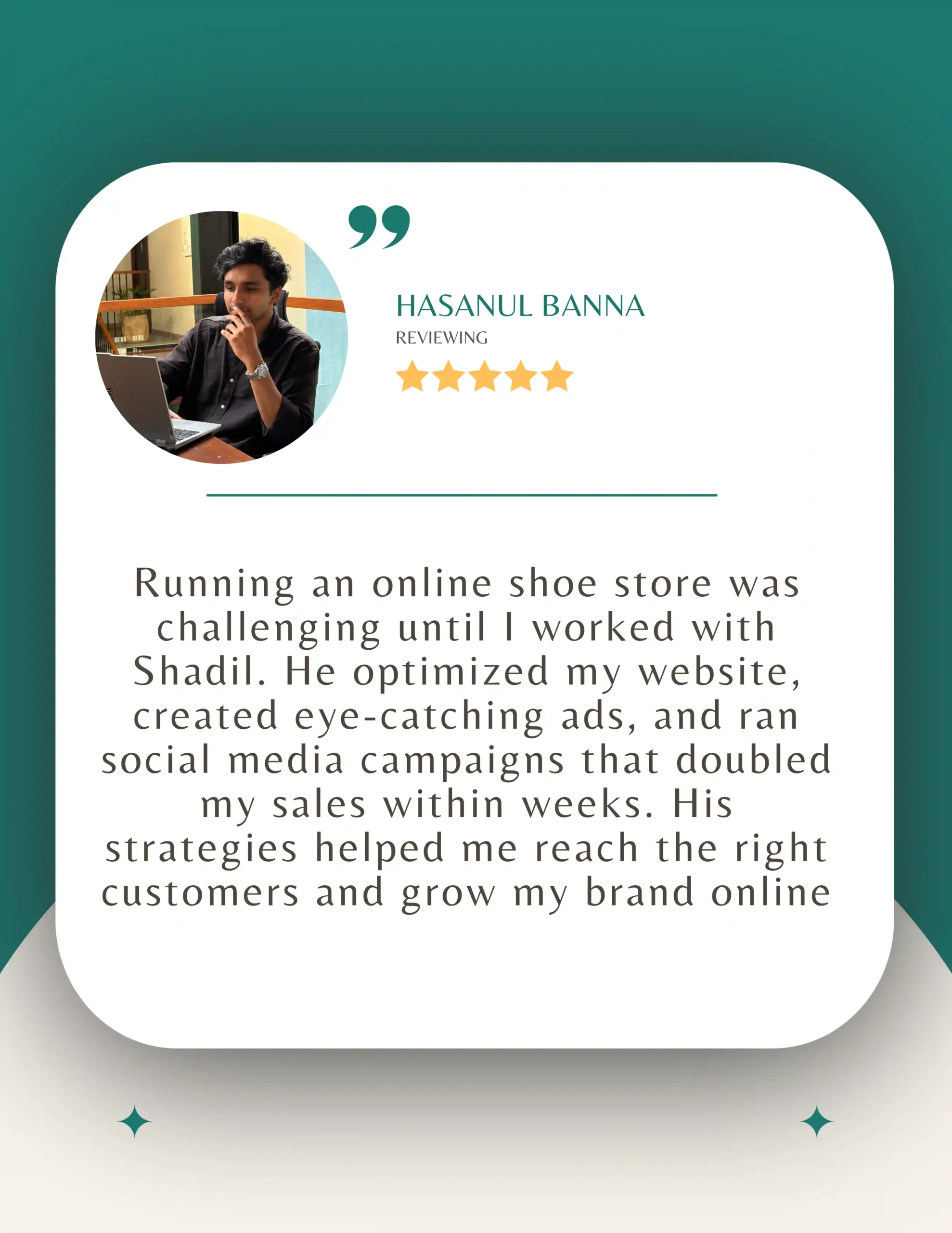 Testimonial review of Best freelance Digital Marketer in Qatar